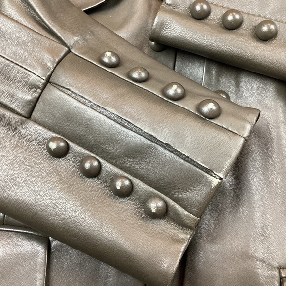 Per Se Leather Jacket Zip Up Dark Gray - Picture 12 of 14